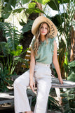 Ruffle Sleeve Fringe Top