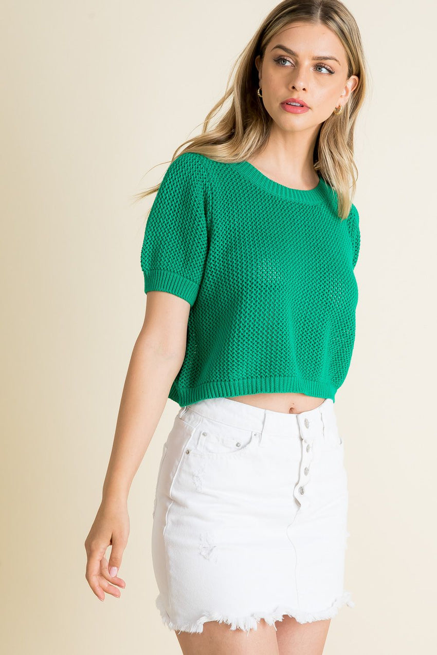 Knit Short Sleeve Sweater Top