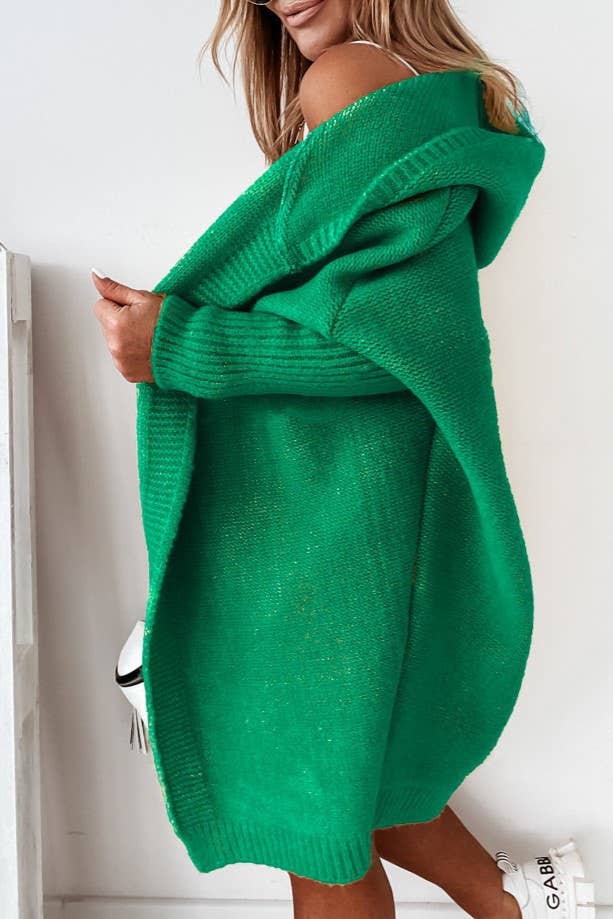 Exposed Seam Hooded Long Cardigan