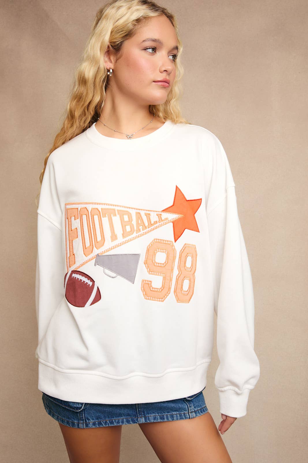 Football Oversized Patchwork Sweatshirt