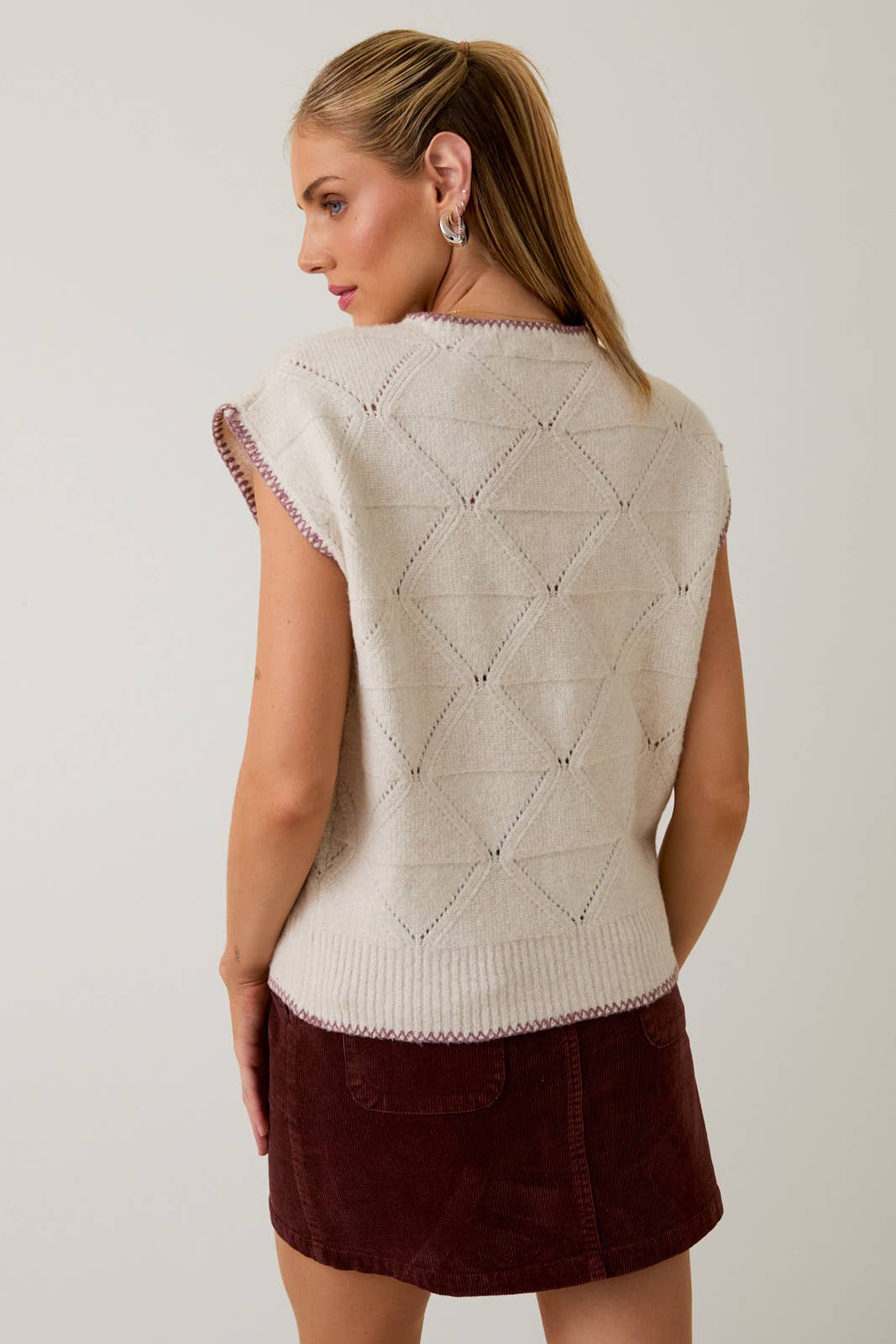 High Neck Wide Shoulder Sweater Top
