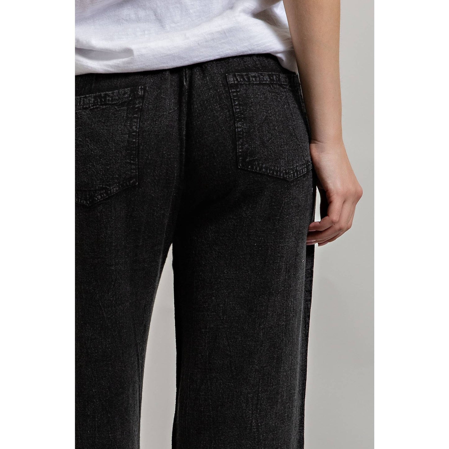 LINEN BLEND LOOSE STRAIGHT LEG PANTS