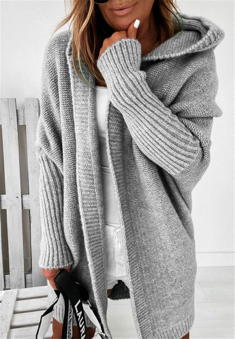 Exposed Seam Hooded Long Cardigan