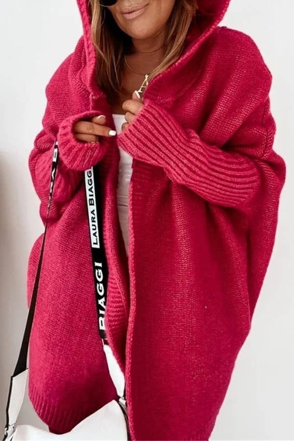 Exposed Seam Hooded Long Cardigan