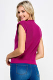 Mock Neck Power Should Top - Magenta