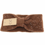 Sequin Brioche Cable Knit C.C Head Wrap HW2073: Black