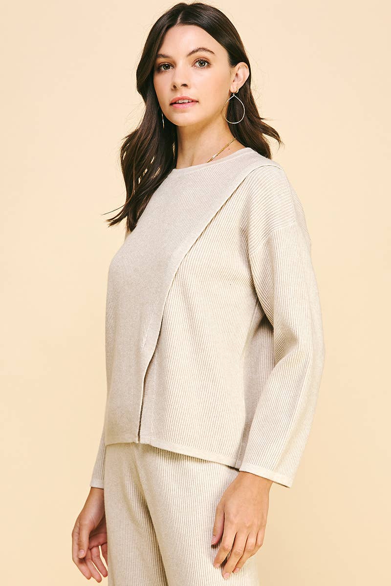 Front slit sweater pullover