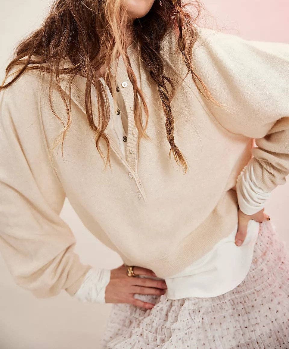 Soft Knit Henley Pullover Sweater