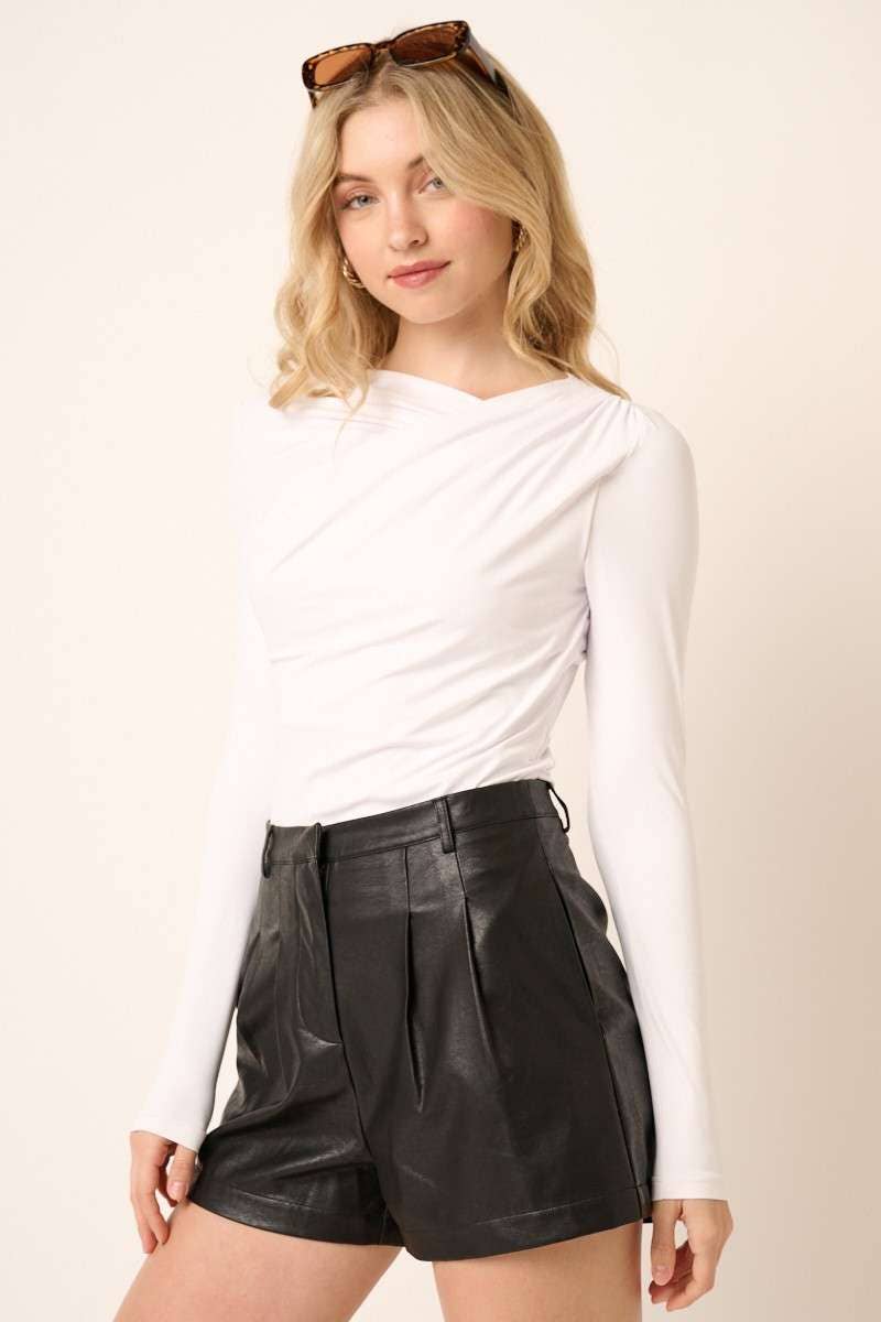 Wrap Neck Long Sleeve Jersey Top