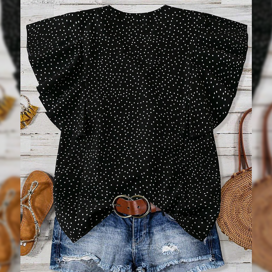 Sleeveless V-Neck Polka Dot Top