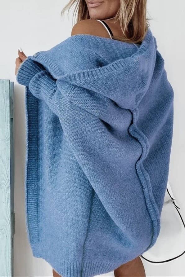 Exposed Seam Hooded Long Cardigan