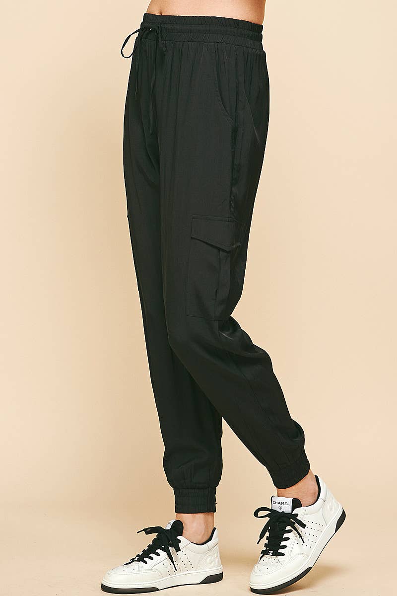 Woven Cargo Pants Black