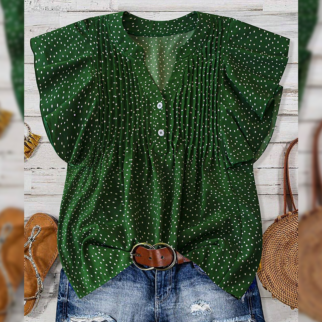 Sleeveless V-Neck Polka Dot Top