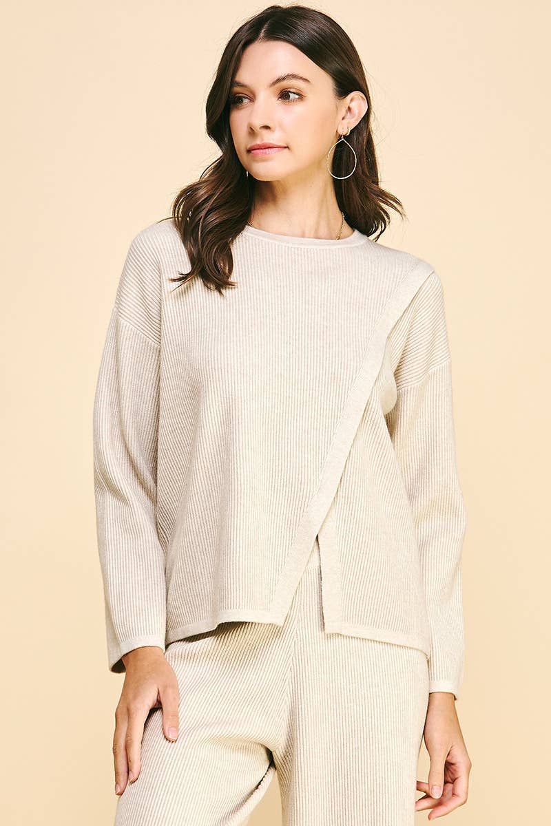 Front slit sweater pullover