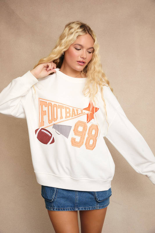 Football Oversized Patchwork Sweatshirt