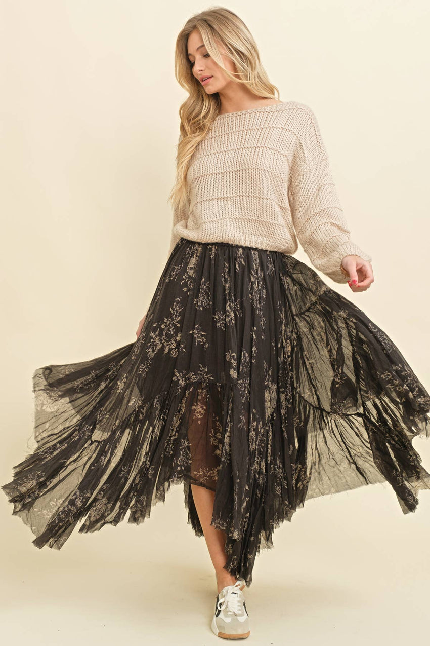 Open Knit Ribbed Sweater