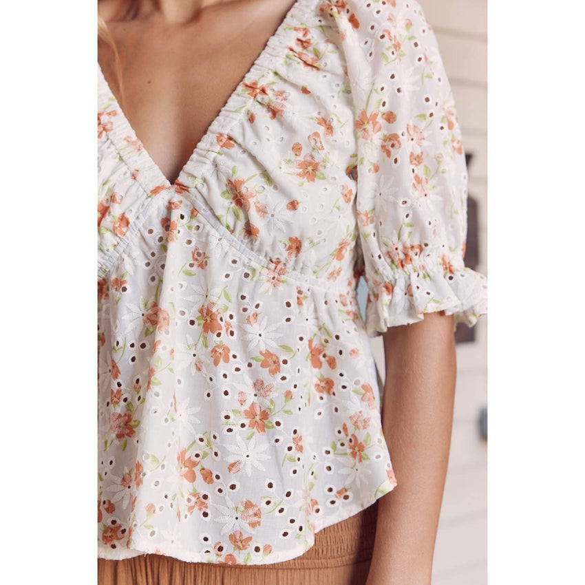 Floral Eyelet Blouse