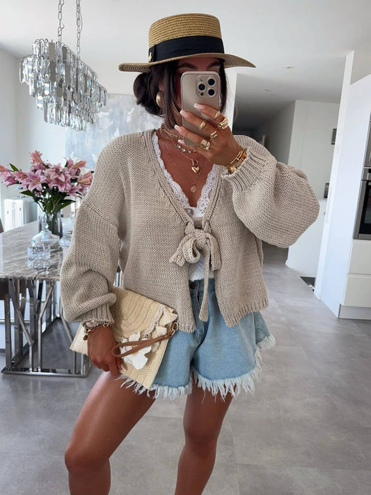 Tie Front Knit Cardigan