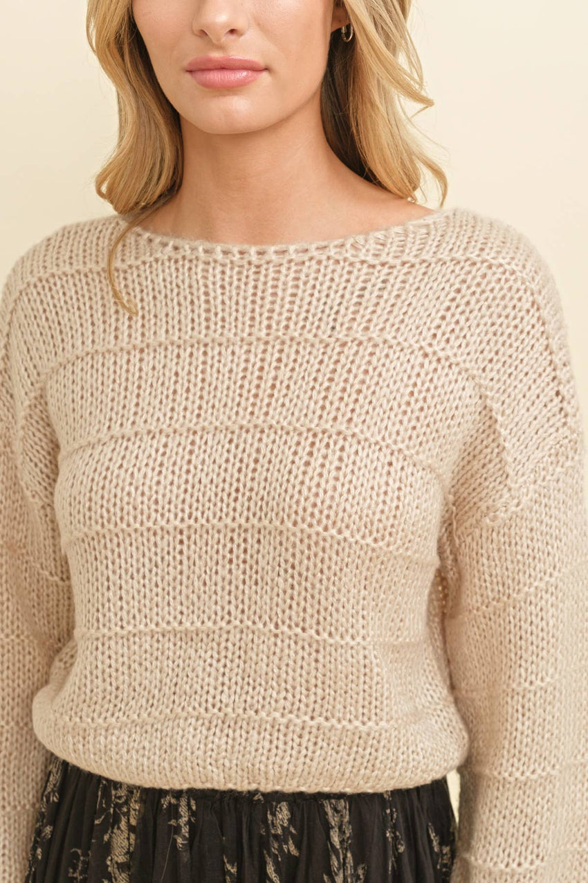 Open Knit Ribbed Sweater