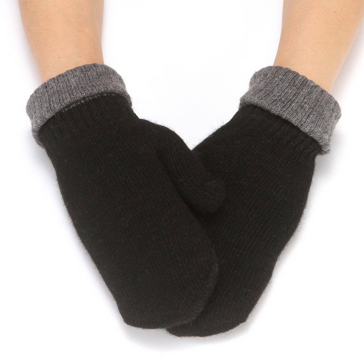 Two Tone Mitten Knitted Gloves