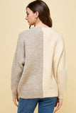 Split Colorblock Sweater - Beige Multi