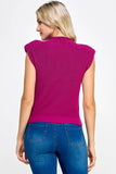 Mock Neck Power Should Top - Magenta