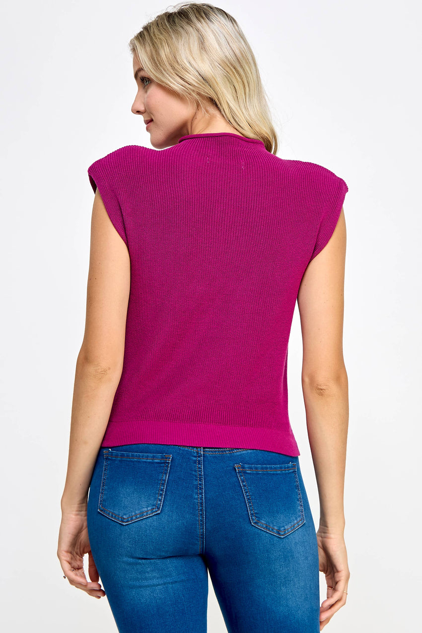 Mock Neck Power Should Top - Magenta