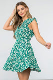 Ruffle Sleeve Print Dress