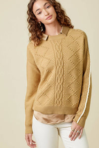 Piping Sleeve Cable Sweater