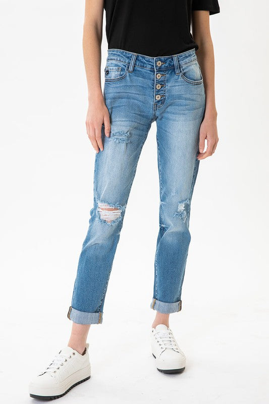 Mid Rise Girlfriend Jeans