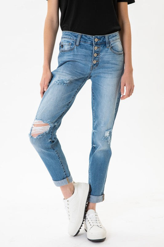 Mid Rise Girlfriend Jeans