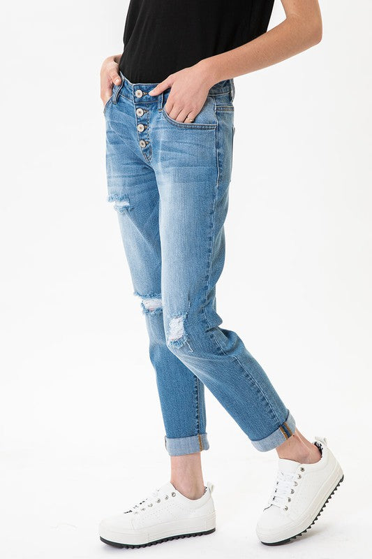 Mid Rise Girlfriend Jeans