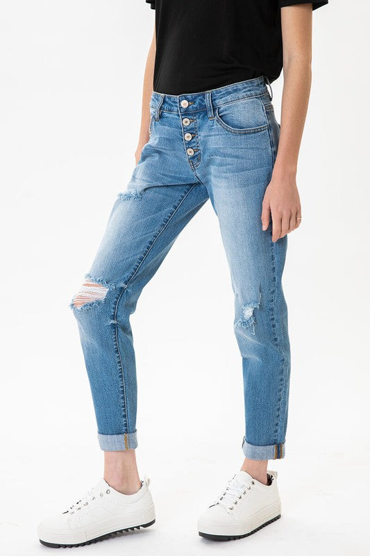 Mid Rise Girlfriend Jeans