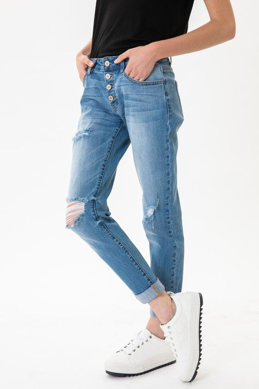 Mid Rise Girlfriend Jeans