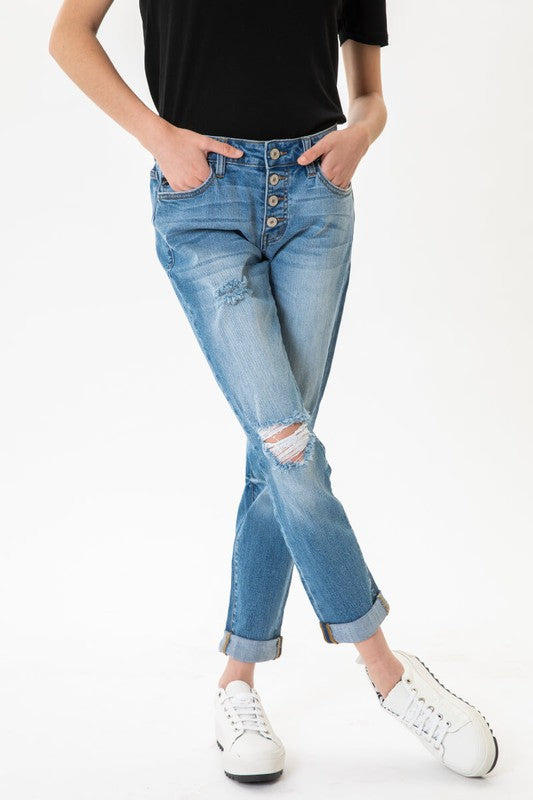 Mid Rise Girlfriend Jeans