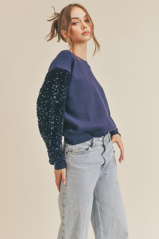 Sequins Sleeve Sweater