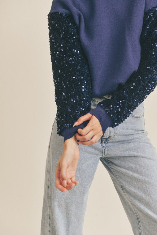 Sequins Sleeve Sweater