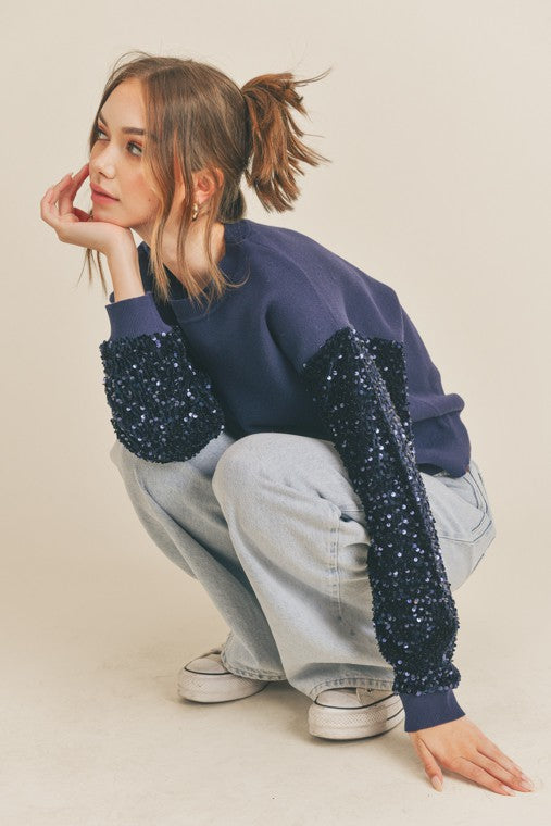 Sequins Sleeve Sweater