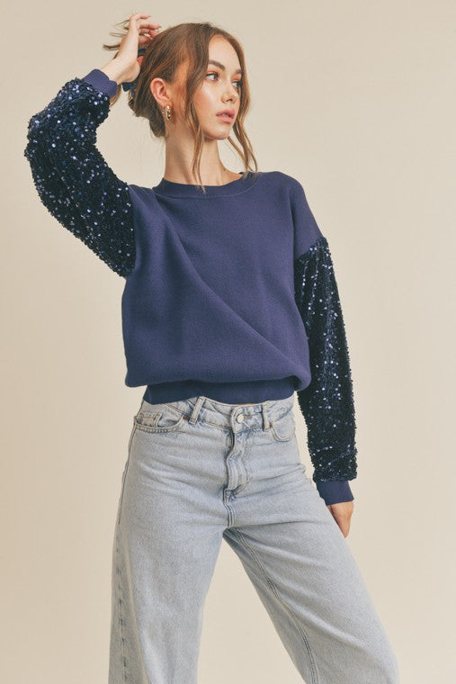 Sequins Sleeve Sweater