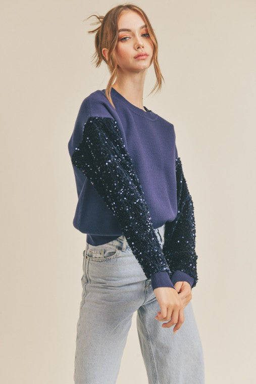 Sequins Sleeve Sweater