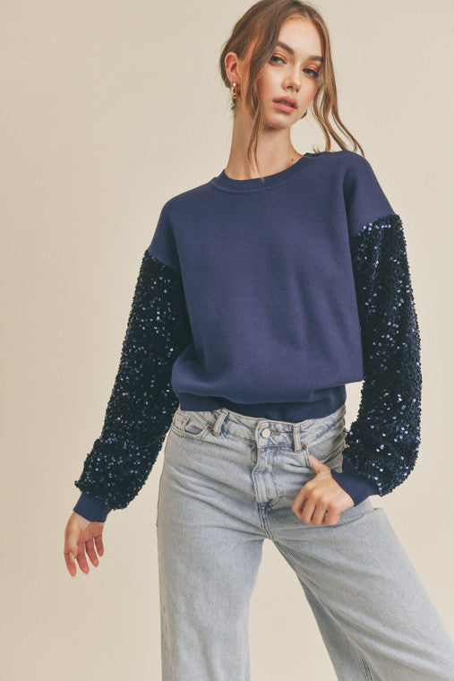 Sequins Sleeve Sweater
