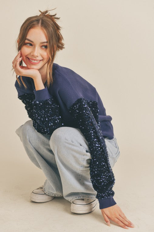 Sequins Sleeve Sweater