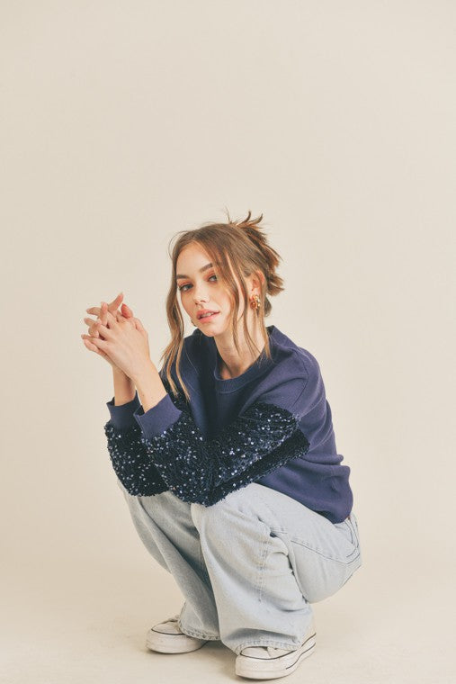 Sequins Sleeve Sweater