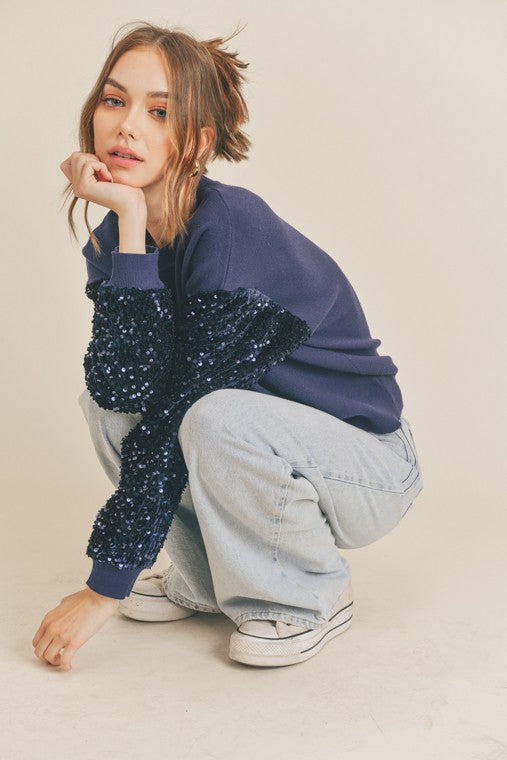 Sequins Sleeve Sweater
