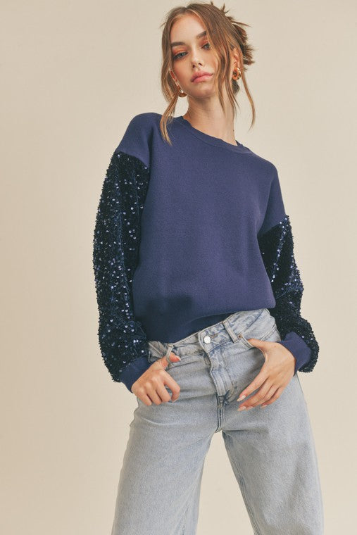 Sequins Sleeve Sweater