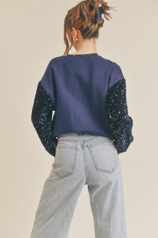 Sequins Sleeve Sweater