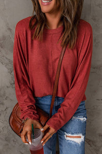 Solid Color Patchwork Long Sleeve Top