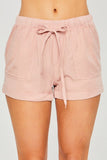 Woven Solid Drawstring Shorts
