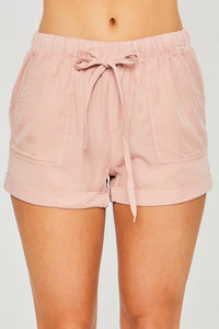 Woven Solid Drawstring Shorts