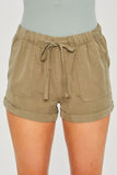 Woven Solid Drawstring Shorts